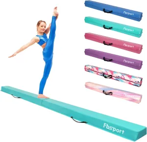 FBSPORT 8/10ft Balance Beam: Folding Floor Gymnastics Equipment PU Leather for Kids Adults,Non Slip Rubber Base, Gymnastics Beam for Training, Practice, Professional Home Training