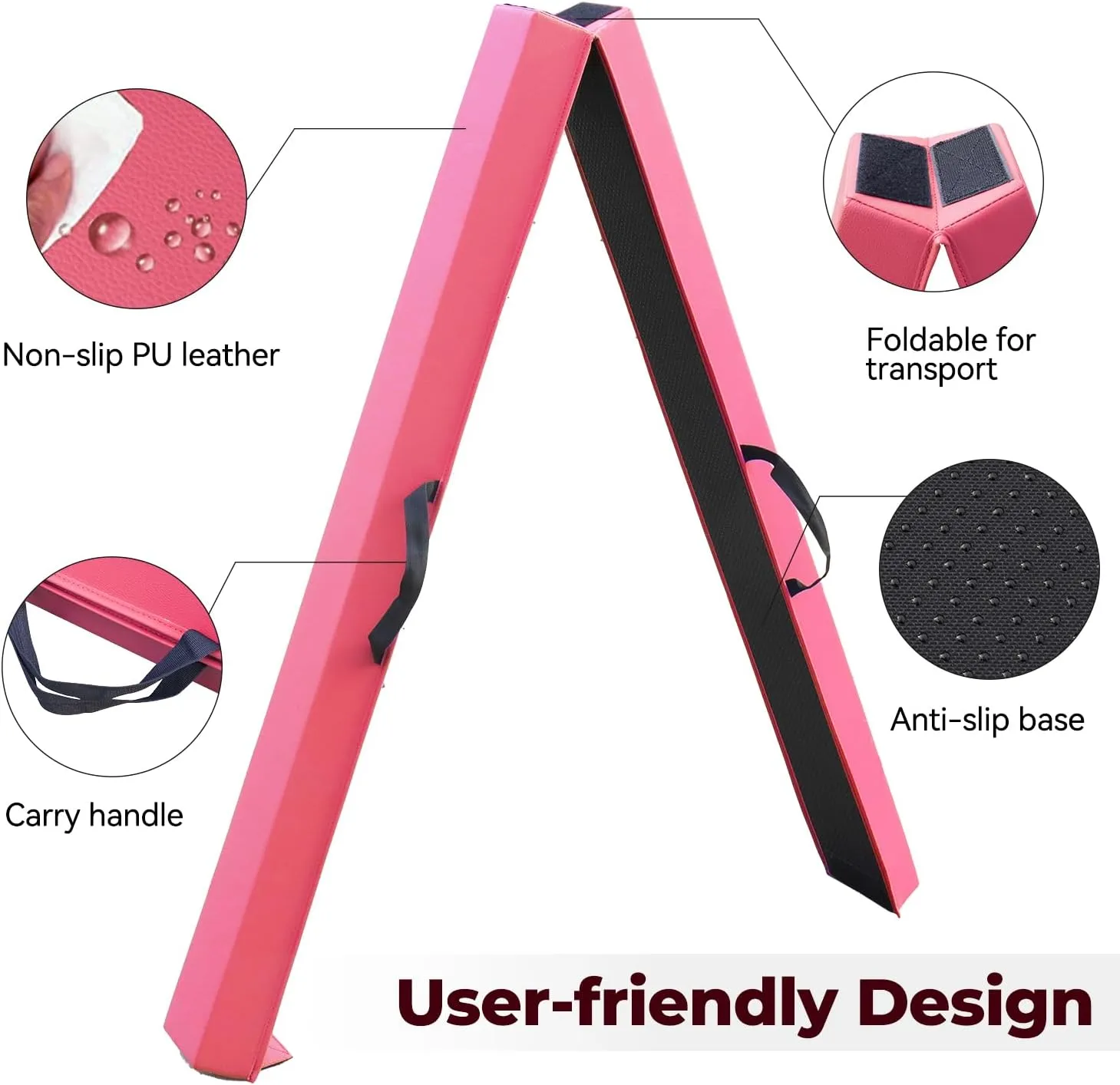 FBSPORT 8/10ft Balance Beam: Folding Floor Gymnastics Equipment PU Leather for Kids Adults,Non Slip Rubber Base, Gymnastics Beam for Training, Practice, Professional Home Training