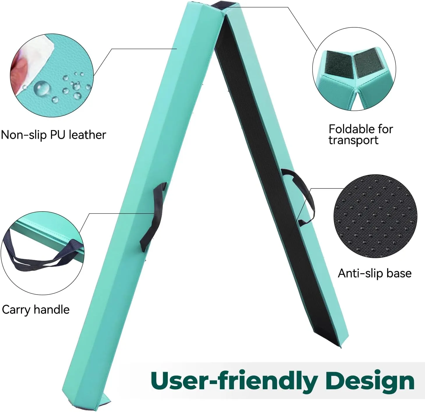 FBSPORT 8/10ft Balance Beam: Folding Floor Gymnastics Equipment PU Leather for Kids Adults,Non Slip Rubber Base, Gymnastics Beam for Training, Practice, Professional Home Training