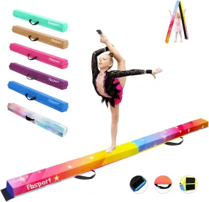 FBSPORT 8ft/9ft/9.5/10ft Balance Beam: Folding Floor Gymnastics Equipment for Kids Adults,Non Slip Rubber Base, Gymnastics Beam for Training, Physical Therapy and Professional Home Training