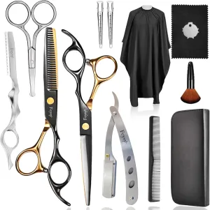 Fcysy Professional Barber Scissors Kit - Thinning Shears for Texturizing Hair Cuts, Salon & Wig Scissors Set for Women & Men