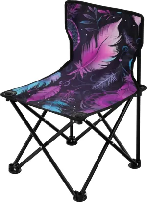 Feather Portable Outdoor Folding Chair Anti-Slip Padded Oxford Cloth Stool Camping Chair Small for Beach Hiking Fishing Gardening Quad Camp Chair