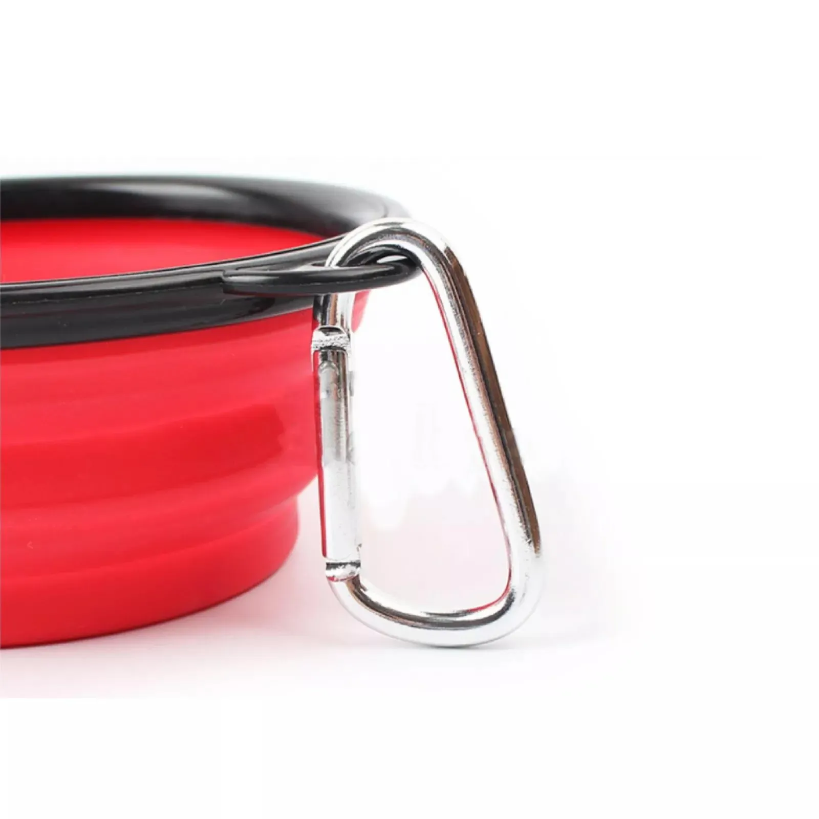 Feeding Bowl Water Dish Feeder Red with Black Ring Pet Dog Cat Collapsible