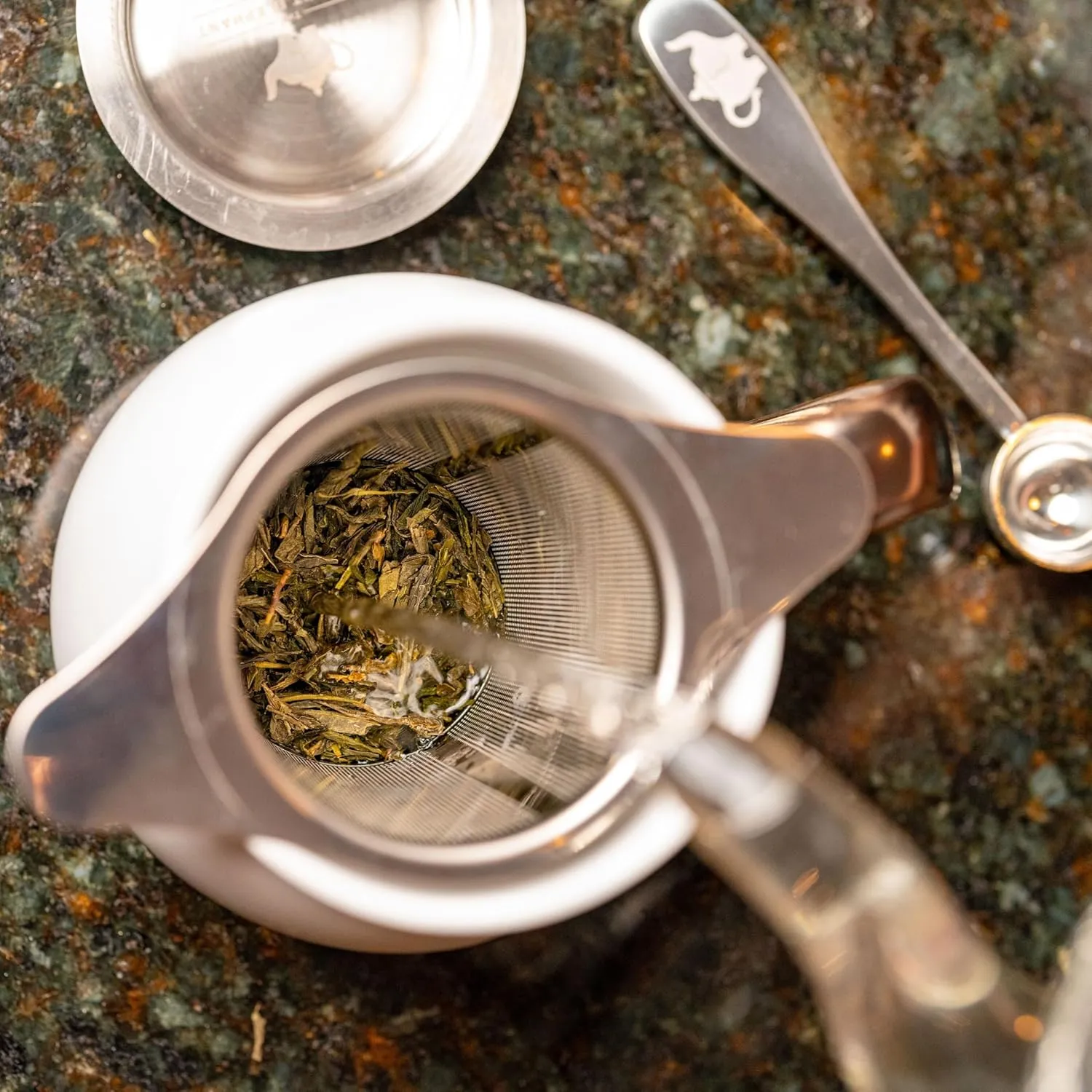 Fine Mesh Stainless Steel Tea Infuser for Loose Leaf Tea - 18/8 Food-Grade Stainless Steel Brew Basket, Steeper & Strainer - Double Handles for Cups, Mugs, and Teacups - The Elegant Elephant