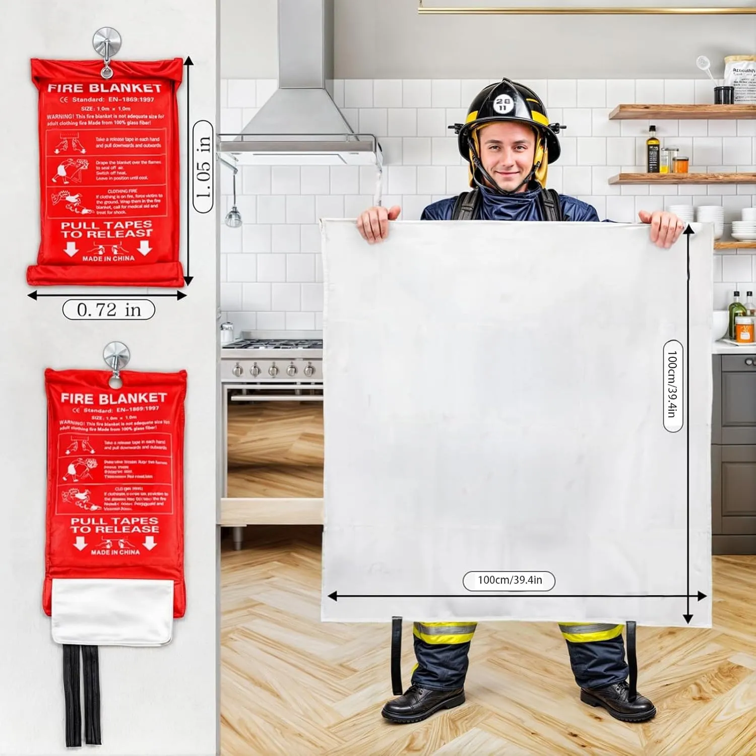 Fire Blanket - Emergency Blanket, 2 Pack 72" x 72" Fire Extinguisher for Home Kitchen, Fiberglass Fire Blankets Emergency for Home, Prepared Hero Fire Blanket for Home