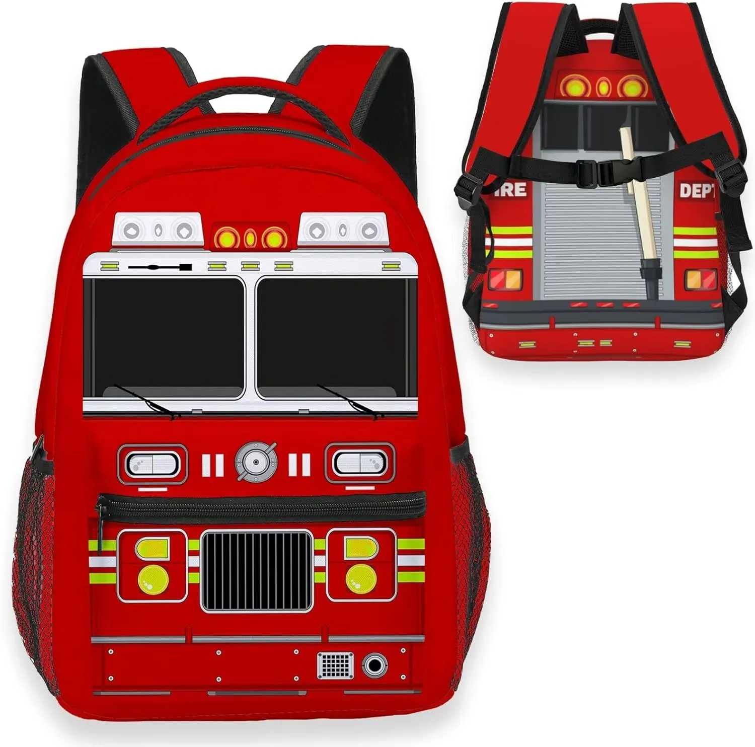 Fire Truck Backpack for Kids Boys Girls, Funny Bookbags For Elementary Middle School, Large Travel Laptop Backpacks, Durable Lightweight School Bags