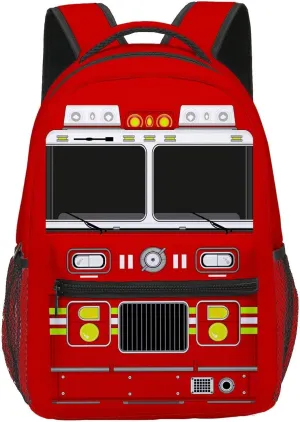 Fire Truck Backpack for Kids Boys Girls, Funny Bookbags For Elementary Middle School, Large Travel Laptop Backpacks, Durable Lightweight School Bags