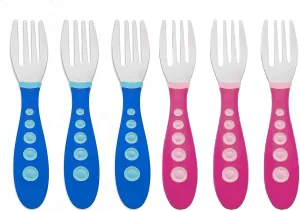 First Essentials by NUK Kiddy Cutlery 6 Piece Fork Set Pink & Blue