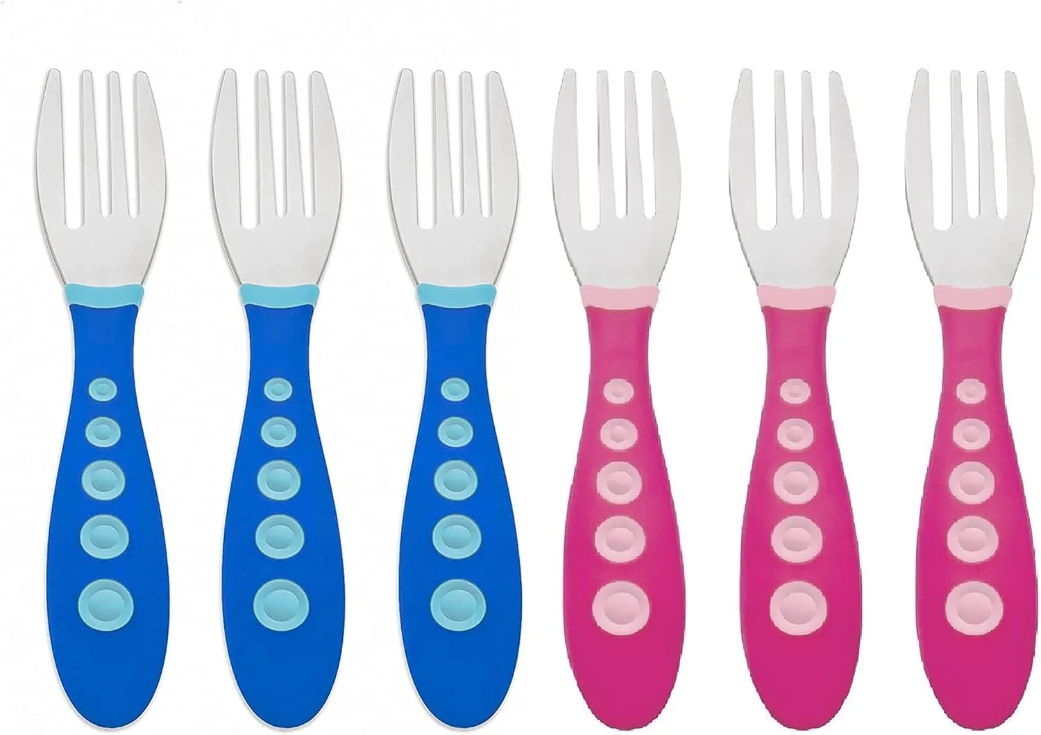 First Essentials by NUK Kiddy Cutlery 6 Piece Fork Set Pink & Blue
