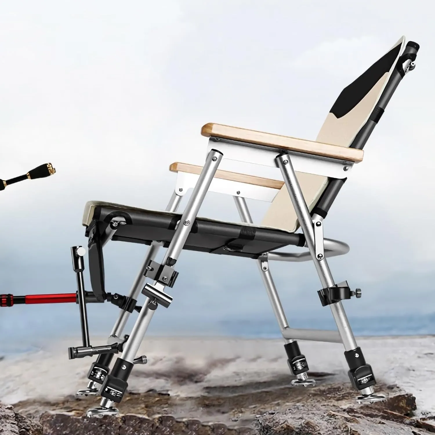 Fishing Chair Folding Recliner Chair Portable Lightweight Reclining Fishing Chair Removable Cushion Camping Chair Outdoor Folding Chair