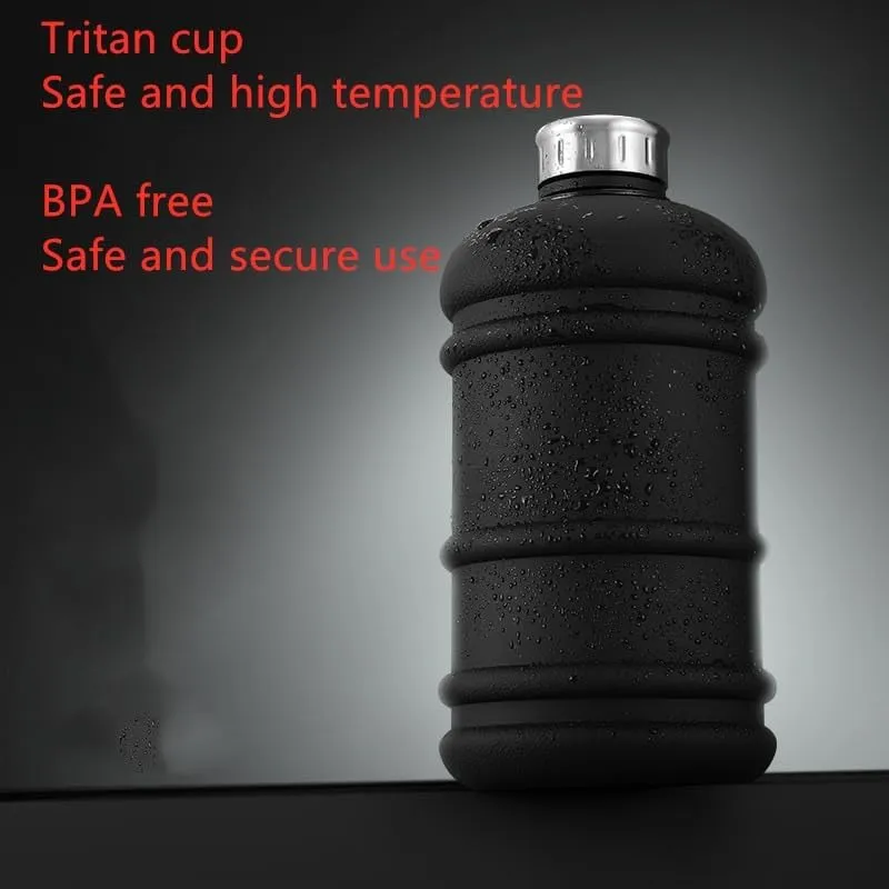 Fitness water bottle 1.3L Capacity - Sports Water Bottle with Handle 44oz BPA-free Water Jugs Leakproof Hydro Bottle for Gym Yoga Travel Camping Cycling Outdoor Sports - (Black)