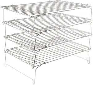 Flagship Cooling Baking Rack Set of 4, 100% 304 Stainless Steel Wire Baking Rack, Stackable Cooling Cooling Roasting Cooking - 14.4''x10.43''