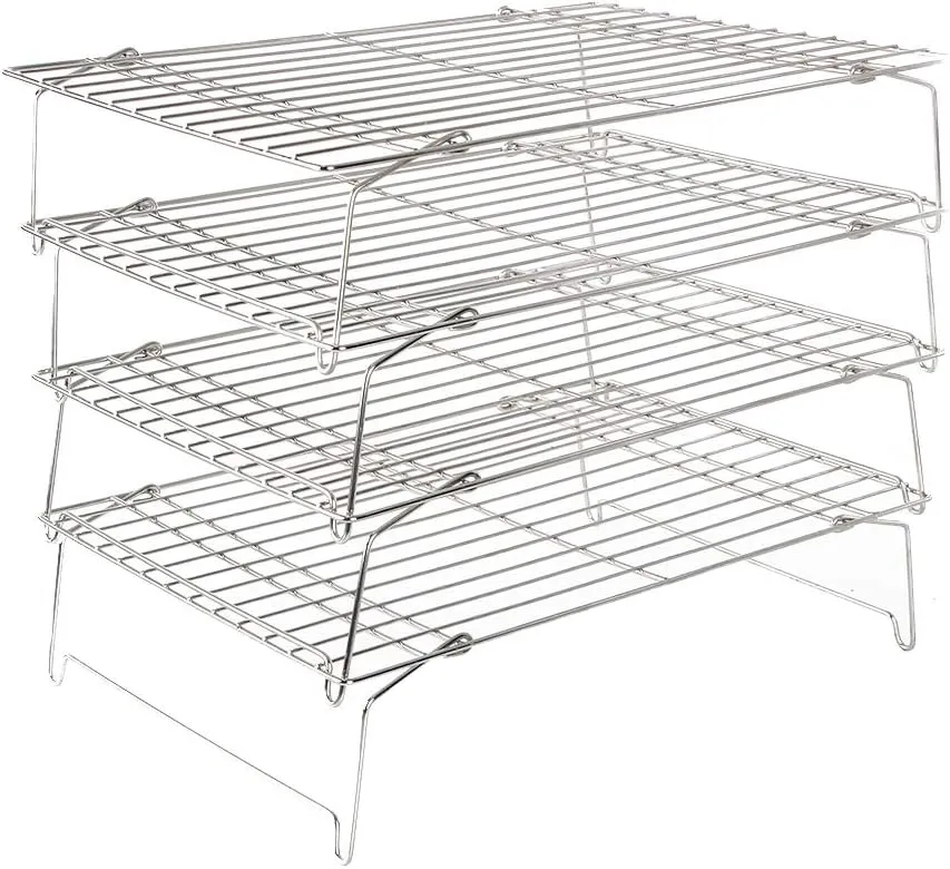 Flagship Cooling Baking Rack Set of 4, 100% 304 Stainless Steel Wire Baking Rack, Stackable Cooling Cooling Roasting Cooking - 14.4''x10.43''