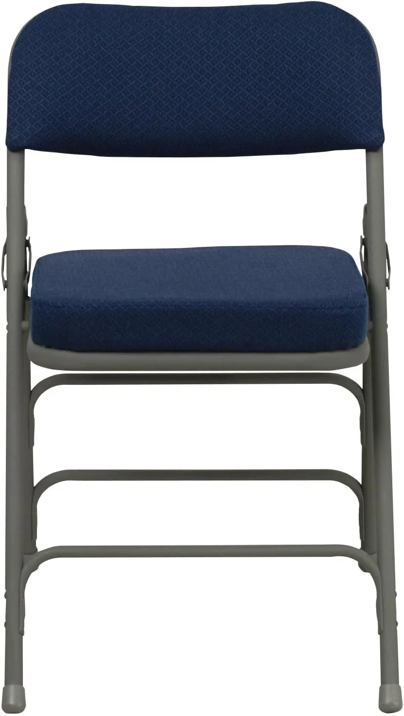 Flash Furniture Hercules Series Metal Folding Chairs with Cushioned Seat, Fabric Upholstered Event Chairs with 300-lb. Static Weight Capacity, Set of 2, Navy
