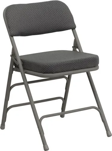 FLASH HERCULES Series Premium Curved Triple Braced & Double Hinged Burgundy Fabric Metal Folding Chair