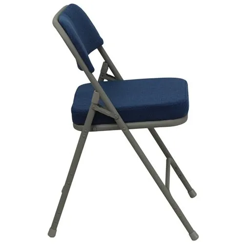 FLASH HERCULES Series Premium Curved Triple Braced & Double Hinged Burgundy Fabric Metal Folding Chair