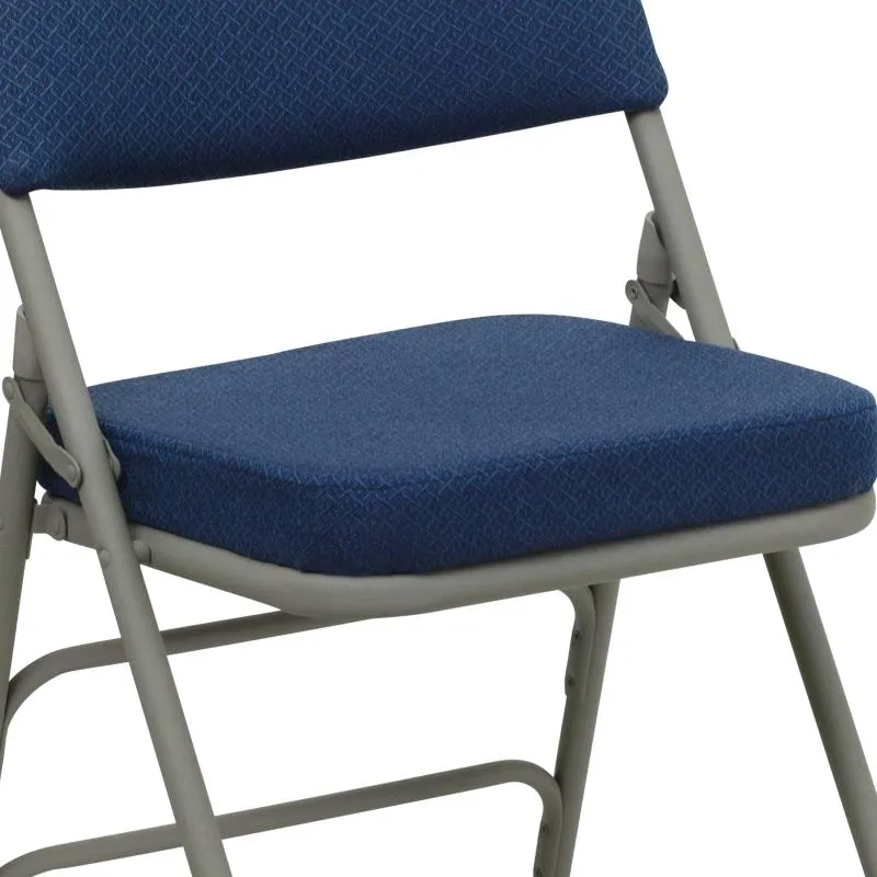 FLASH HERCULES Series Premium Curved Triple Braced & Double Hinged Burgundy Fabric Metal Folding Chair