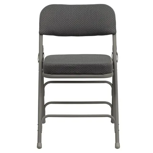 FLASH HERCULES Series Premium Curved Triple Braced & Double Hinged Burgundy Fabric Metal Folding Chair