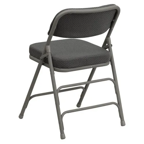 FLASH HERCULES Series Premium Curved Triple Braced & Double Hinged Burgundy Fabric Metal Folding Chair