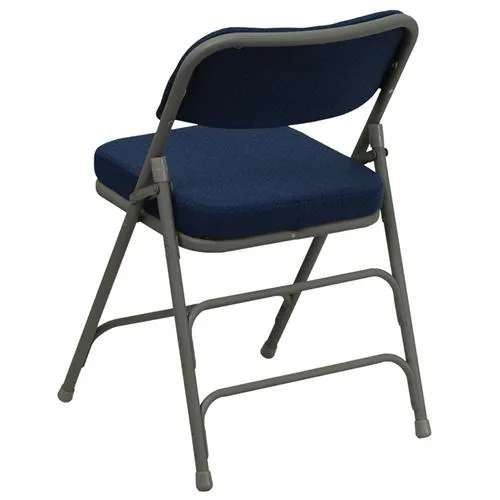 FLASH HERCULES Series Premium Curved Triple Braced & Double Hinged Burgundy Fabric Metal Folding Chair