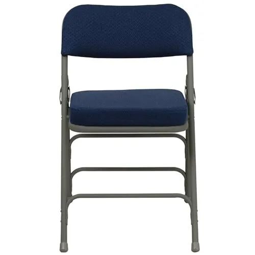 FLASH HERCULES Series Premium Curved Triple Braced & Double Hinged Burgundy Fabric Metal Folding Chair