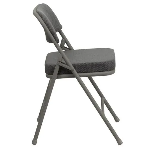 FLASH HERCULES Series Premium Curved Triple Braced & Double Hinged Burgundy Fabric Metal Folding Chair