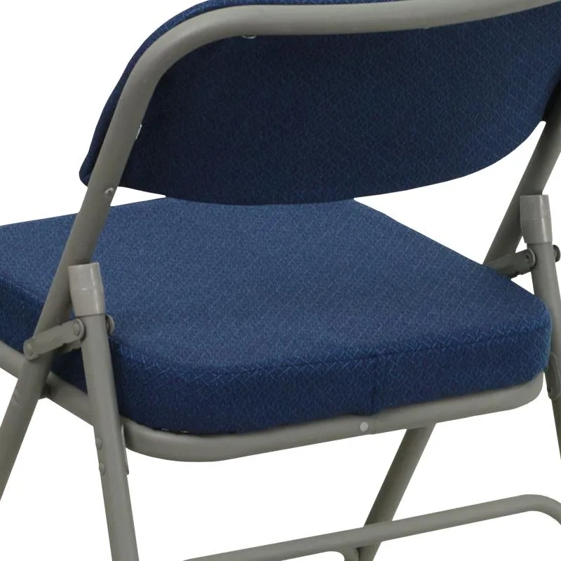 FLASH HERCULES Series Premium Curved Triple Braced & Double Hinged Burgundy Fabric Metal Folding Chair