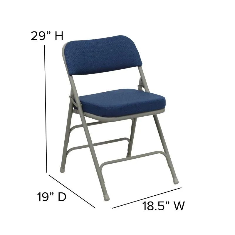 FLASH HERCULES Series Premium Curved Triple Braced & Double Hinged Burgundy Fabric Metal Folding Chair