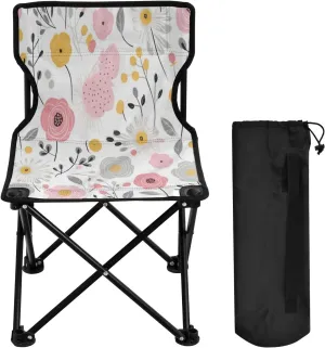 Flowers Portable Outdoor Folding Chair Anti-Slip Padded Oxford Cloth Stool Camping Chair Small for Beach Hiking Fishing Gardening Quad Camp Chair