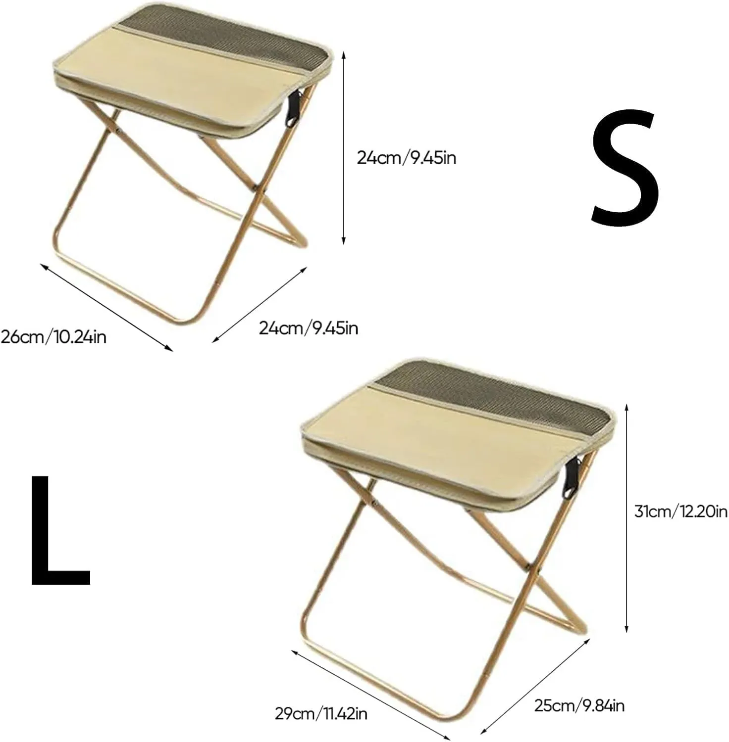 Foldable Backpack Stool, Portable Ultra Lightweight Camping Stool with Adjustable Shoulder Strap, Outdoor Foldable Camping Stool, Suitable for Fishing, Hiking, Barbecue (Black,Small)