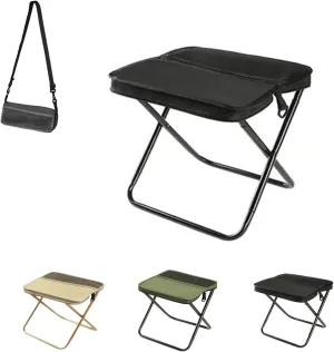 Foldable Backpack Stool, Portable Ultra Lightweight Camping Stool with Adjustable Shoulder Strap, Outdoor Foldable Camping Stool, Suitable for Fishing, Hiking, Barbecue (Black,Small)