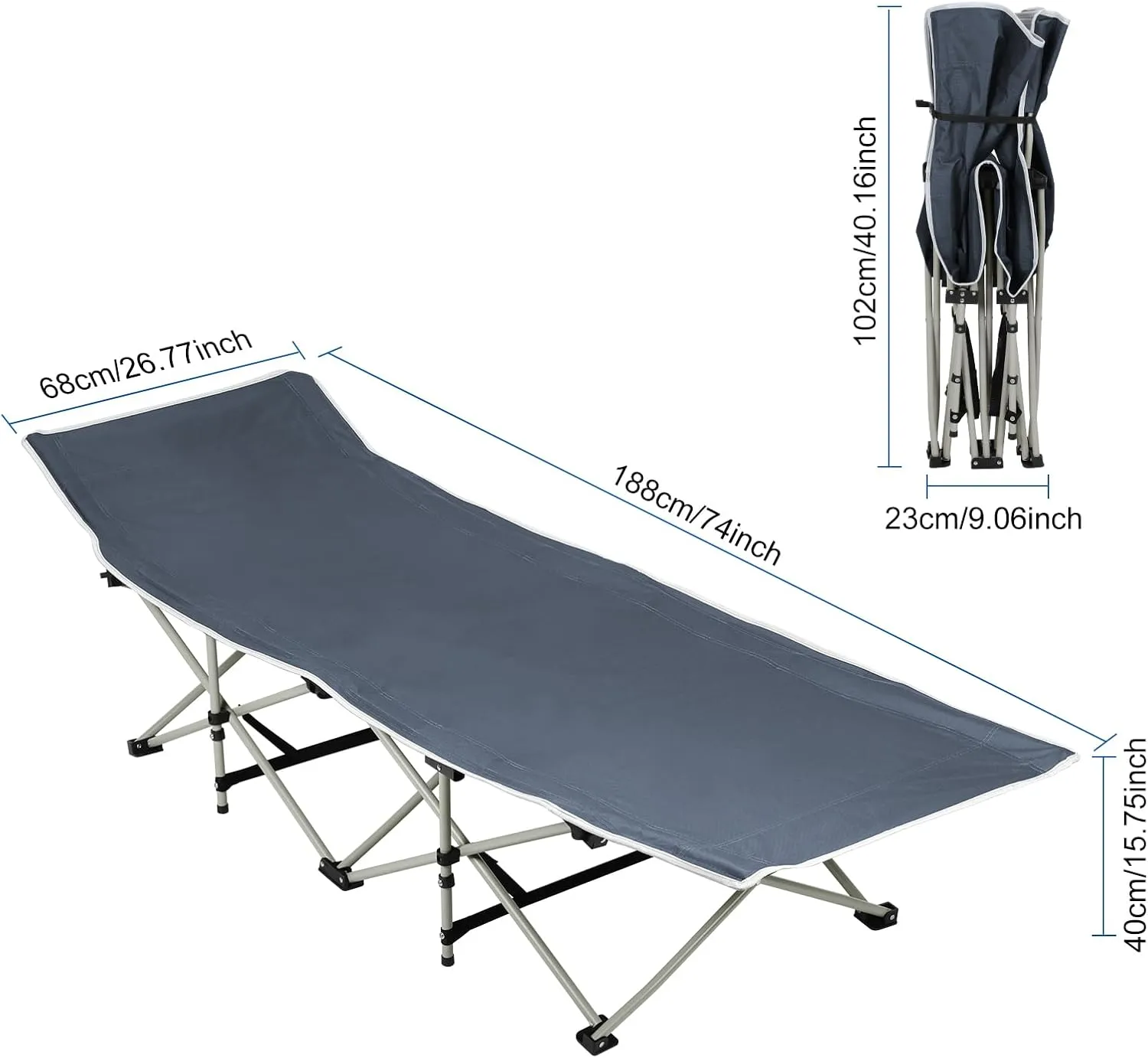 Foldable Camping Cot for Adult,Heavy Duty Summer Lounger Chair with Face Hole, Height Adjustable, Removable Pillow, Sunbathing Chair for Patio, Poolside, Lawn, Beach (Black)