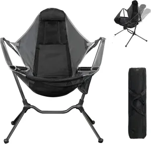 Foldable Hammock Moon Chair with Adjustable Backrest- Ultra Lightweight Portable Camping Chair for Outdoor, Beach, Picnic | 150kg Capacity, Quick Setup (Grey)