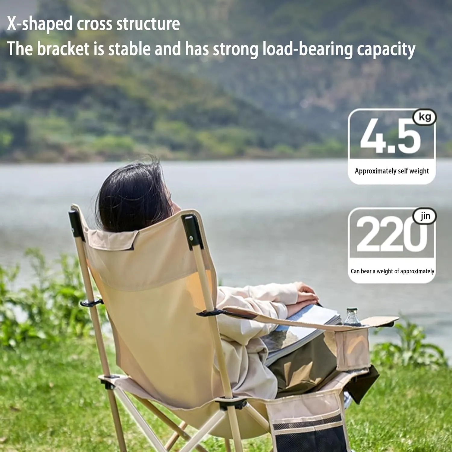 Foldable Recliner, Zero Gravity Chair, for Adults Portable Outdoor Lightweight Sun Chairs with Carry Bag,for Camp Picnics Fishing, Second gear