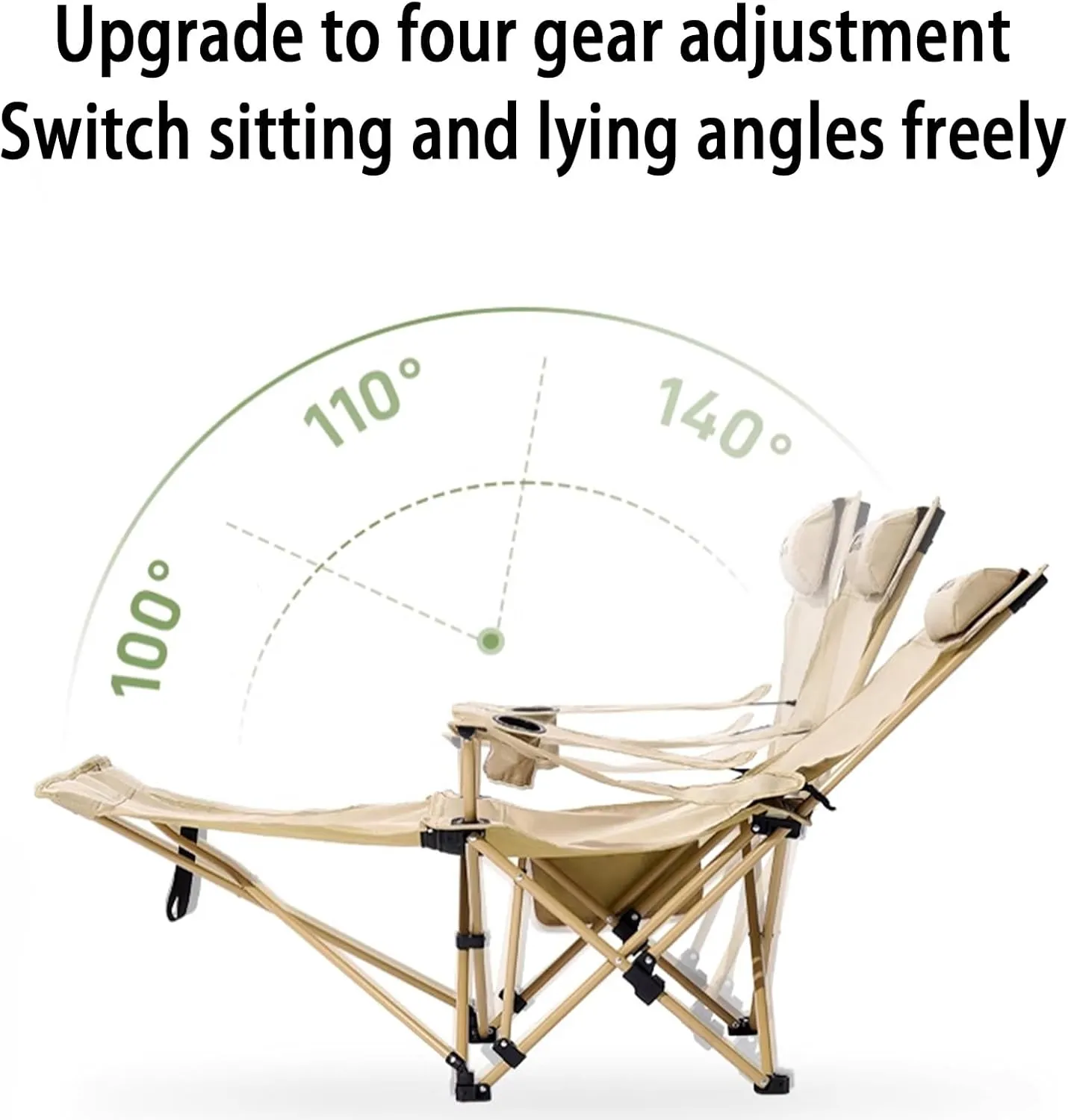 Foldable Recliner, Zero Gravity Chair, for Adults Portable Outdoor Lightweight Sun Chairs with Carry Bag,for Camp Picnics Fishing, Second gear