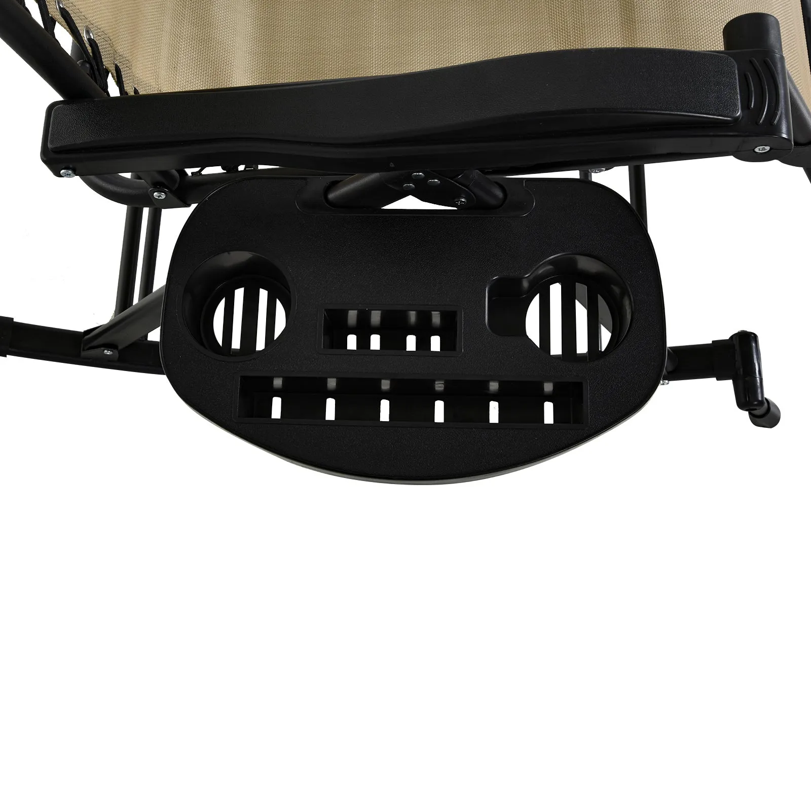 Foldable Reclining Zero Gravity Rocker, Pillow, Cup & Phone Holder, Beige