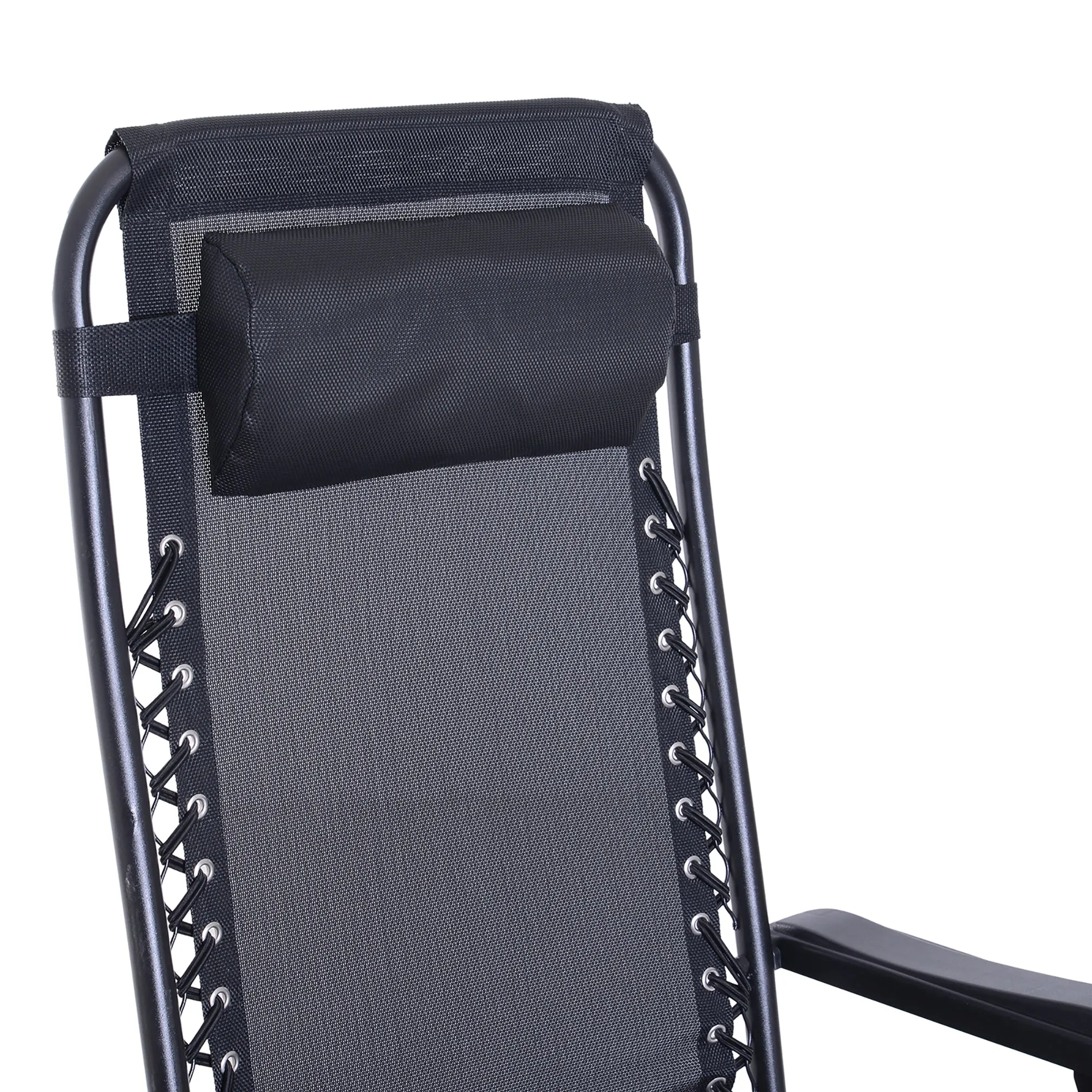Foldable Reclining Zero Gravity Rocker, Pillow, Cup & Phone Holder, Black