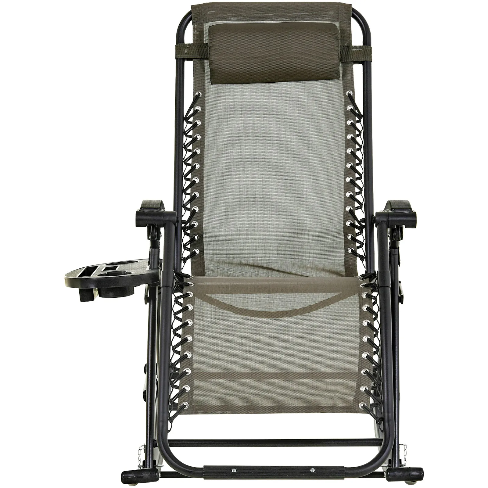 Foldable Reclining Zero Gravity Rocker, Pillow, Cup & Phone Holder, Gray