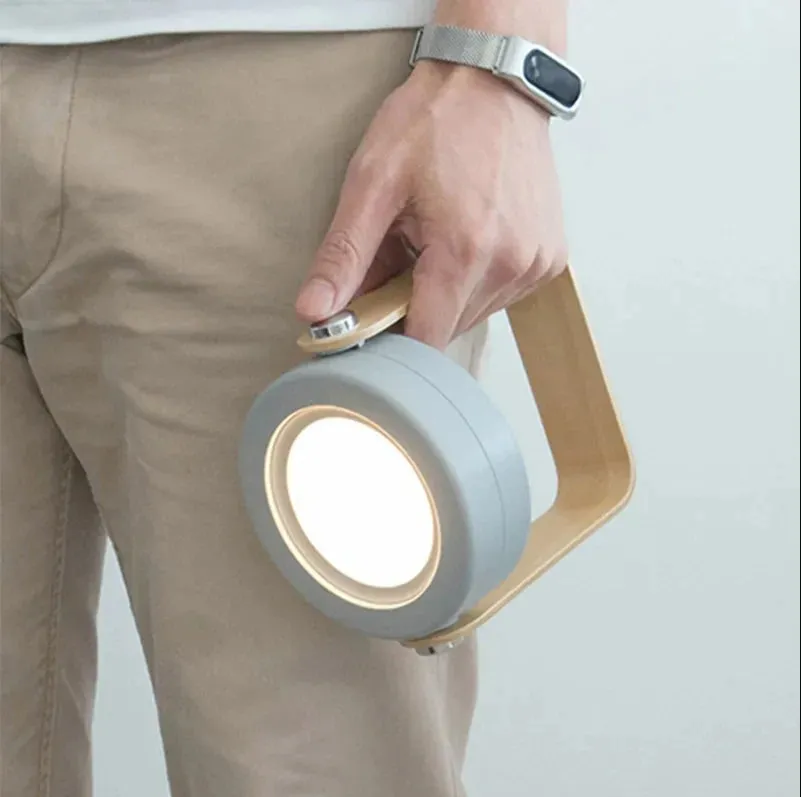Foldable Wooden LED Night Lamp – Wood Handle Portable USB Lantern Light