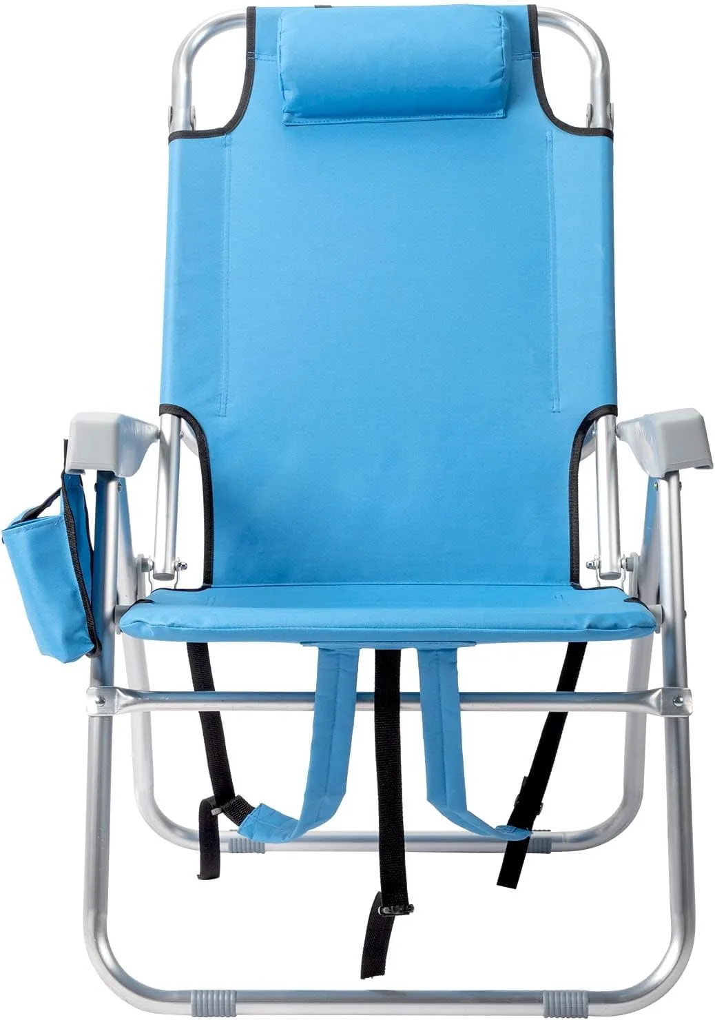 Folding Backpack Beach Chair with 5 Positions, Carry Handle, Storage Pouch, Cup Holder,Outdoor Reclining Camping Lawn Chair (Style 2-High Seat)