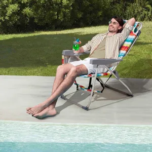 Folding Beach Chair, Heavy Duty Portable Compact Lawn Chair for Outdoor Camp, Travel, Camping, Picnic, Festival, Hiking, Lightweight Backpacking, Stable Load 220 LBS, Rainbow Stripes