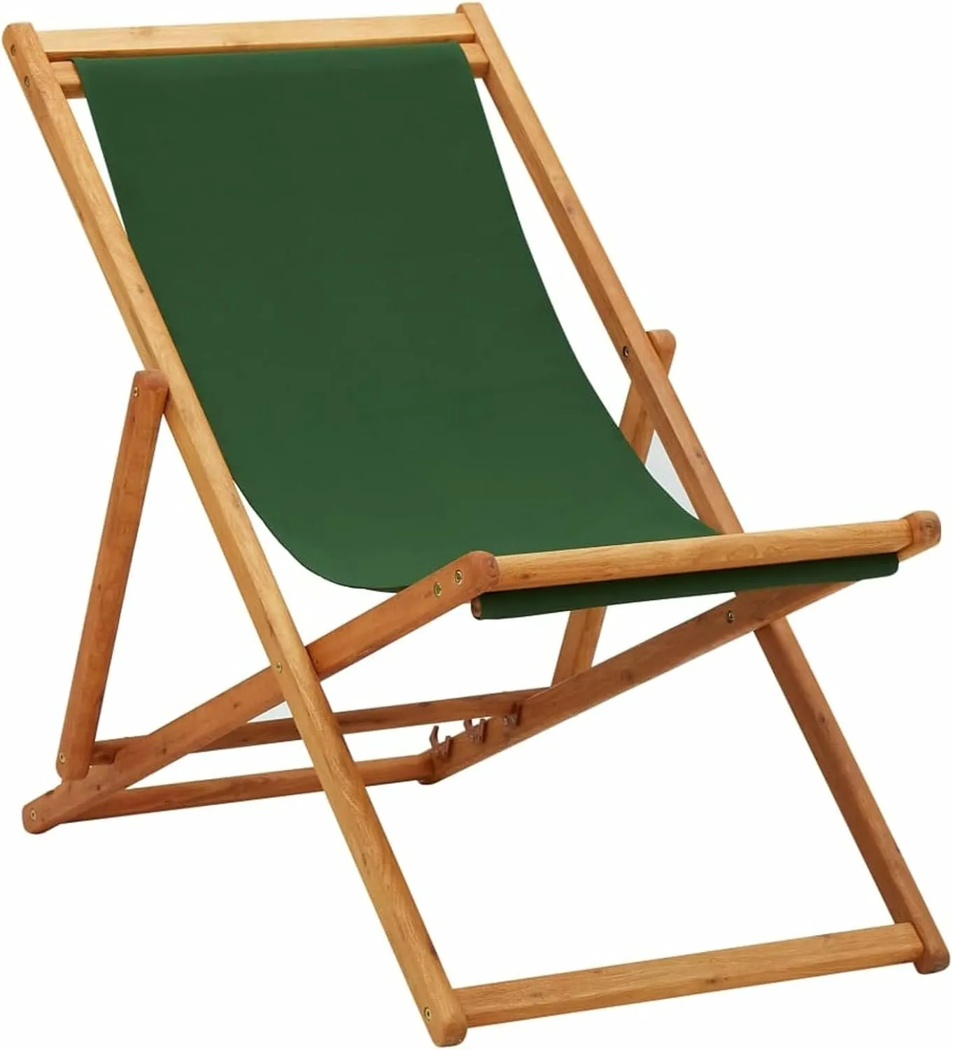 Folding Beach Chair Reclining Camping Chair Folding Beach Chairs Portable Beach Chair Eucalyptus Wood and Fabric Green