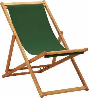 Folding Beach Chair Reclining Camping Chair Folding Beach Chairs Portable Beach Chair Eucalyptus Wood and Fabric Green
