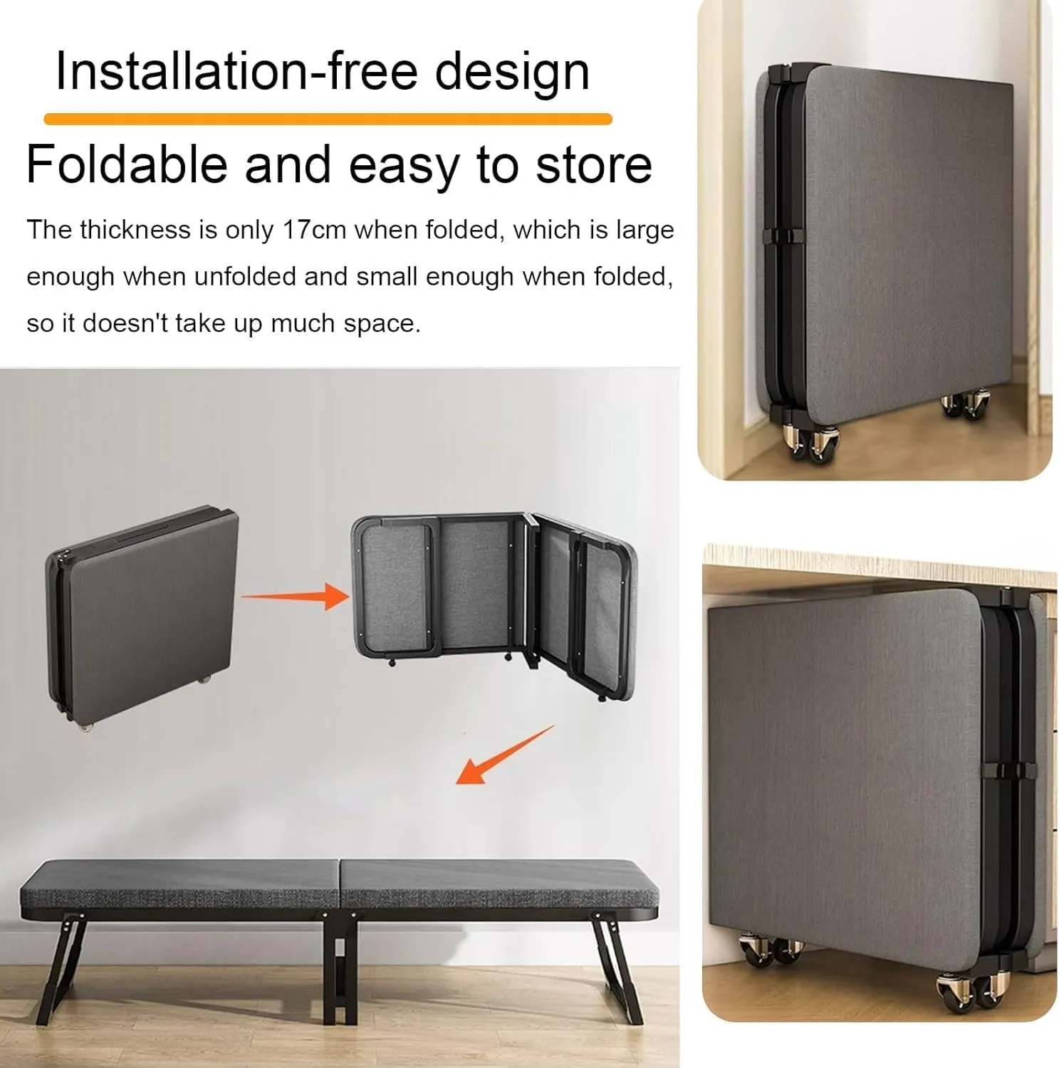 Folding Camping Bed 10 Beamsstable Sleeping Cots for Adults Reclining Chaise with Wheels Camping Cot Load 500kg Folding Cot