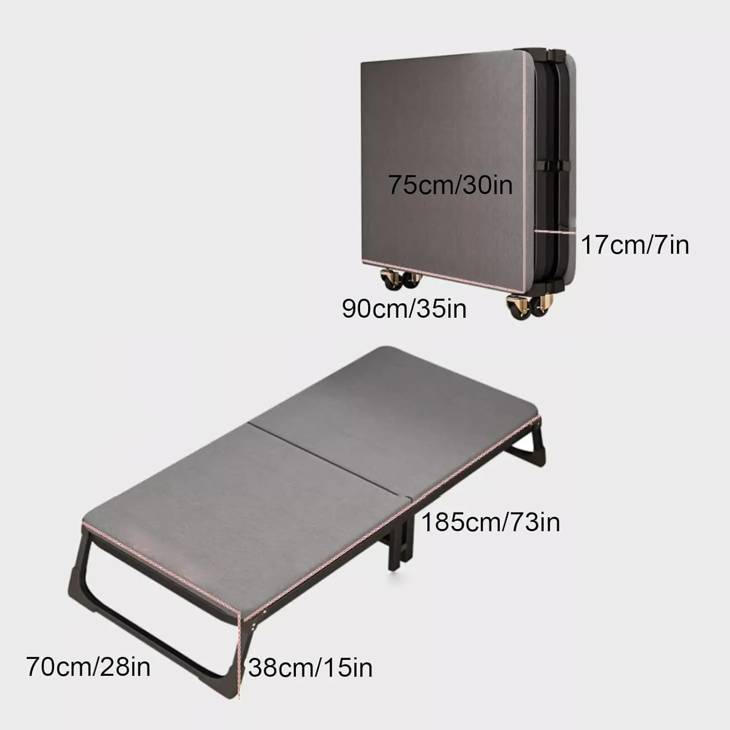 Folding Camping Bed 10 Beamsstable Sleeping Cots for Adults Reclining Chaise with Wheels Camping Cot Load 500kg Folding Cot