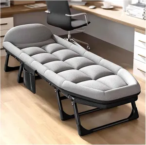 Folding Camping Bed Cotton Folding Bed W/Cushion and Pillow Camping Cot Reclining Chaise Soft Portable Cots for Camping