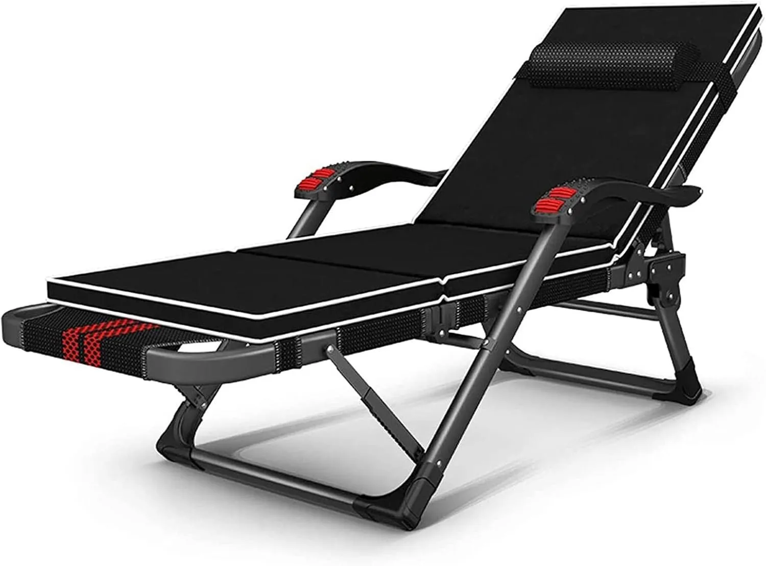 Folding Camping Beds for Adults,Lounge Chair Recliner,Camping Cot Extra Wide Heavy Duty Sturdy Camp Bed Portable,Stronge Thicker Tubes Sleeping Cot Outdoor Travel Office,Beach,BBQ,Hiking ()