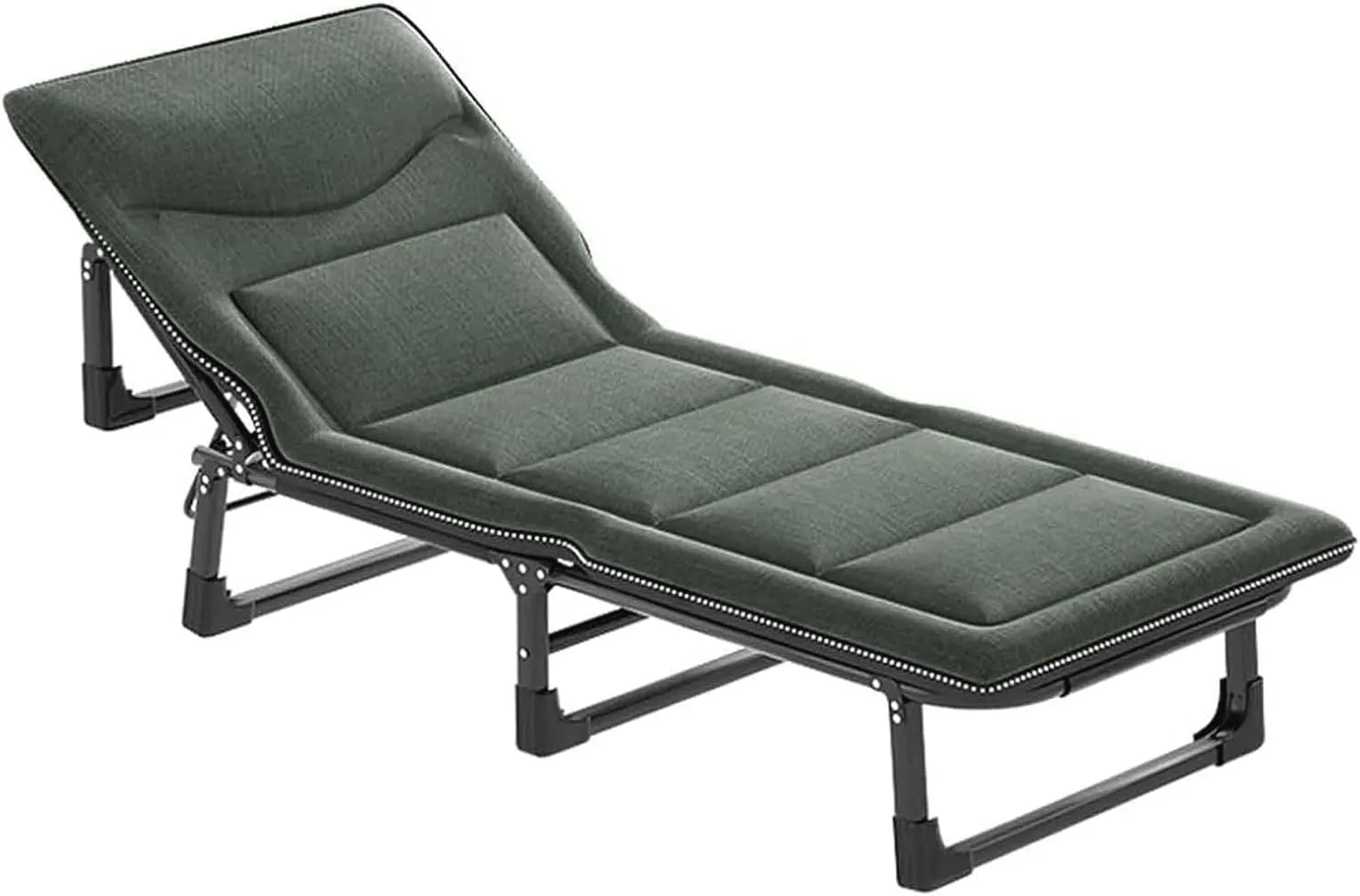 Folding Camping Cot 4-Position Adjustable Camping Cots with Mattress Reclining Chaise Extrawide Bed Camping Cots for Adults