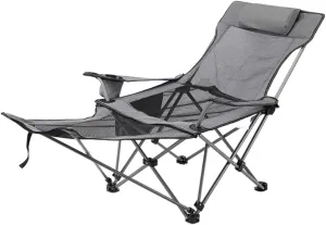 Folding Chairs Folding Recliner Chair Camping Folding Chair Beach Sun Patio Chaise Lounge Chair Pool Lawn Lounger Portable Camping Chair(Color:Grey)