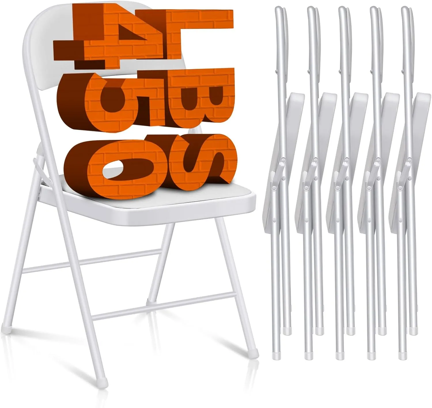 Folding Chairs with Padded Seats - 6 Pack Padded Folding Chair with Steel Frame for Home and Office, Indoor and Outdoor Events, 450 Pound Capacity (White, Set of 6)